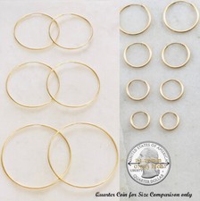 Genuine 18K Yellow Gold Filled Hypoallergenic Italian Thin Endless Hoop Earrings