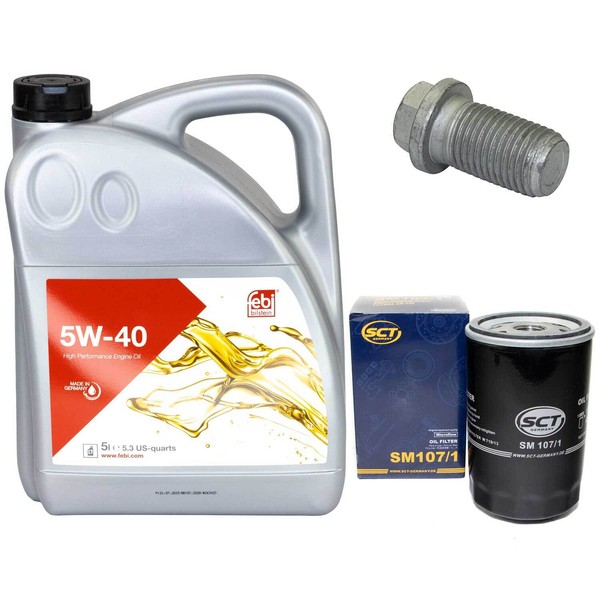 MotoröL Set 5W-40 5 Liter + ÖLfilter + Schraube FüR Mercedes 190 W201 124 C124-image