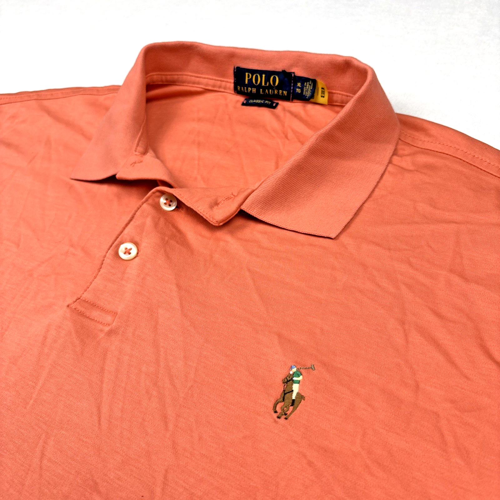 Polo Ralph Lauren Uomo Golf Camicia Carne Pesca Pony Vestibilità Classica XL