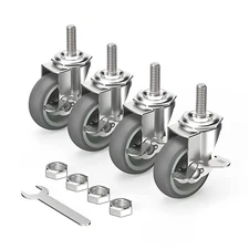 3 Inch Caster Wheels Threaded Stem Casters Set of 4 Heavy Duty Swivel Wheel