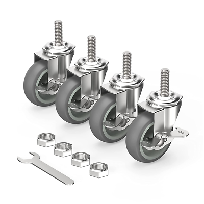 #ad 3 Inch Caster Wheels Threaded Stem Casters Set of 4 Heavy Duty Swivel Wheel $29.99