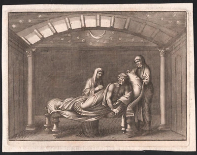 1742 Rare gravure Virgile Énée rêve vision lune l'Énéide mythologie - Photo 1/2