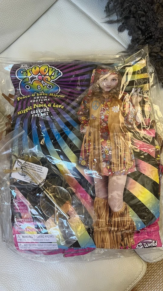 Peace and Love Hippie Child Costume Groove 60's Large New - Image 3 of 4