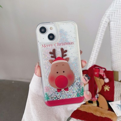 Quicksand Liquid Glitter Xmas Santa Tree Elk Boots Phone Case For Xiaomi Redmi