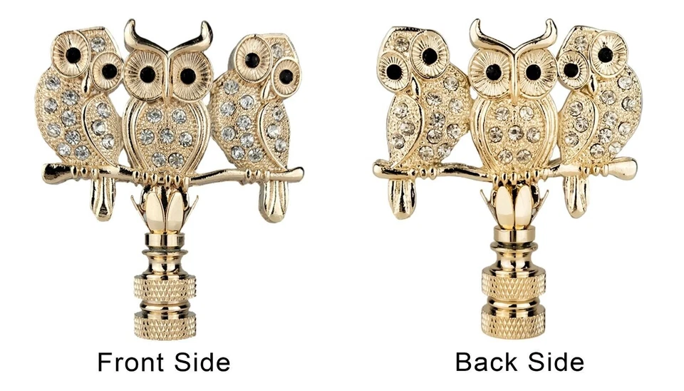 Royal Designs, Inc. Diamantes de imitación Búho Trío Acabado de doble cara para pantalla de lámpara Foto 3 de 4