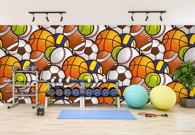3D Ball Games G8730 Gym Wallpaper Wall Murals Removable Self-adhesive Erin
