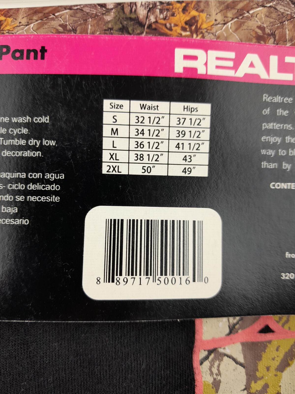 Realtree Sleep Pant Women L Black Camo Spell out Drawstring Relax Fit