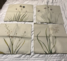 4 Piece 16 X 16" Linen Exquisite Floral Pillow Covers Subtle Flowers to Beautify