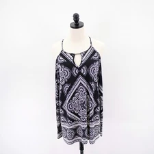 INC International Concepts 1X  Black White Open Shoulder Spaghetti Strap Top Lon