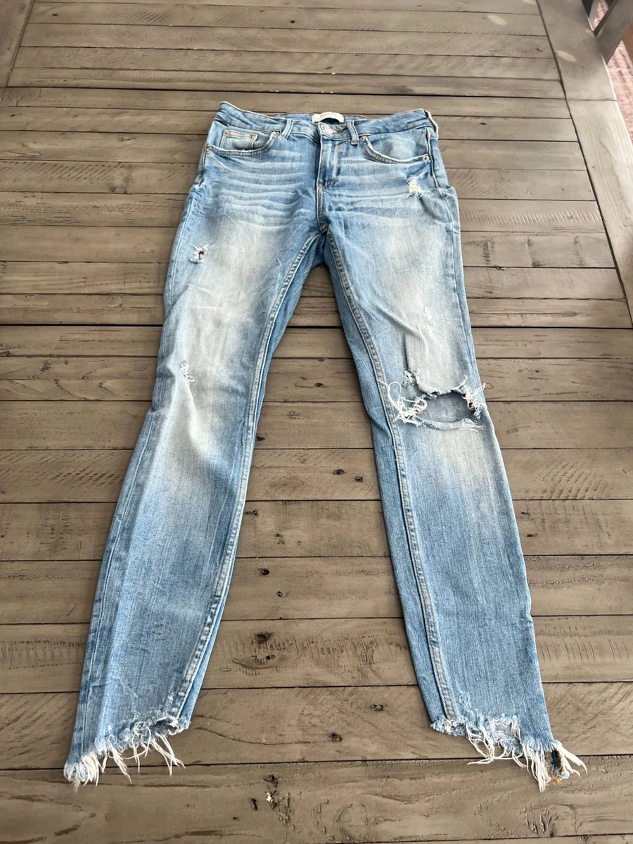 Zara clearance frayed jeans