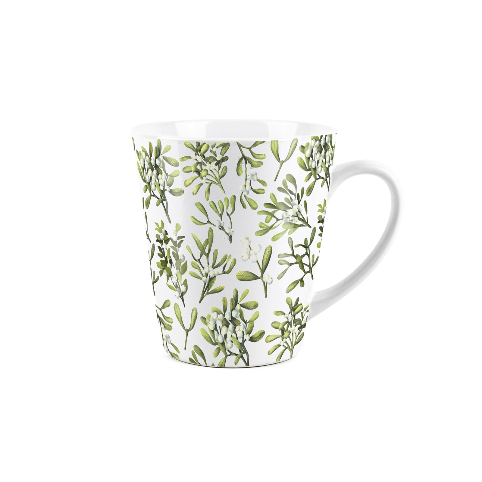 Christmas Mistletoe Small Latte Mug - Ceramic White Tea/Coffee Present Xmas Gift