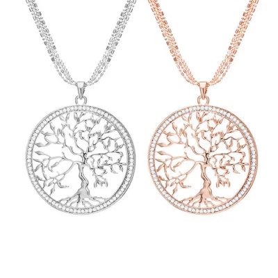 TAFFSTYLE Collana donna con ciondolo cristallo albero della vita SWAROVSKI Elements placcato oro