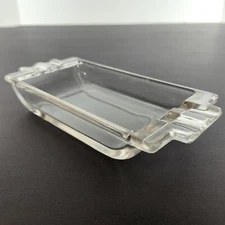 Vintage Rectangular Art Deco Clear Glass Ashtray 