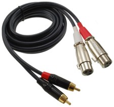 10ft. 2-XLR 3-Pin Female to 2-RCA Male Gold-Plated Contacts Stereo Audio Cable