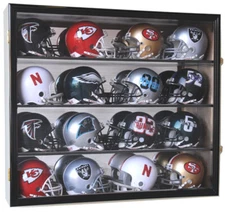 16 Riddell Mini Helmet Helmets Display Case Cabinet Wall Rack NFL Football 