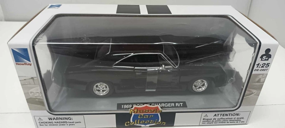 Dodge Charger R/T 1969 Black Nero New Ray Newray 1:25 Nuovo - Immagine 3 di 4