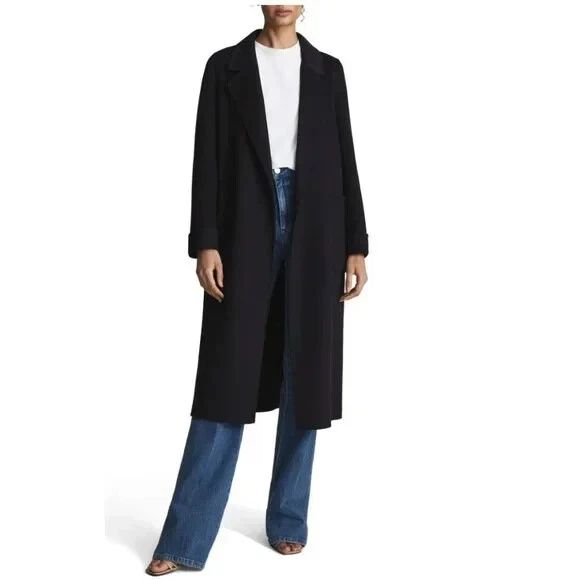 NUEVO ABRIGO REISS Elise mezcla de lana largo en azul marino talla 6 #C4299 Foto 3 de 4