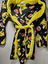 Pokemon Pikachu Yellow and Black Boys Fuzzy Robe - Size 10 2017