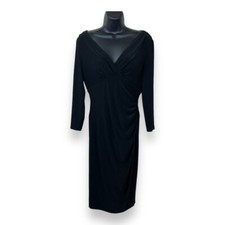 Size 6 Lauren Ralph Lauren Black Dress Event Party Cocktail Stretch Long Sleeve