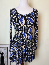 Show Me Your Mumu Dress Size S Flare And Fit Long Sleeves Leopard Multicolor