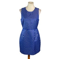NWT J Crew Factory Woman’s Dress Size 8 Blue Sparkly Polkadot Sleeveless Pockets