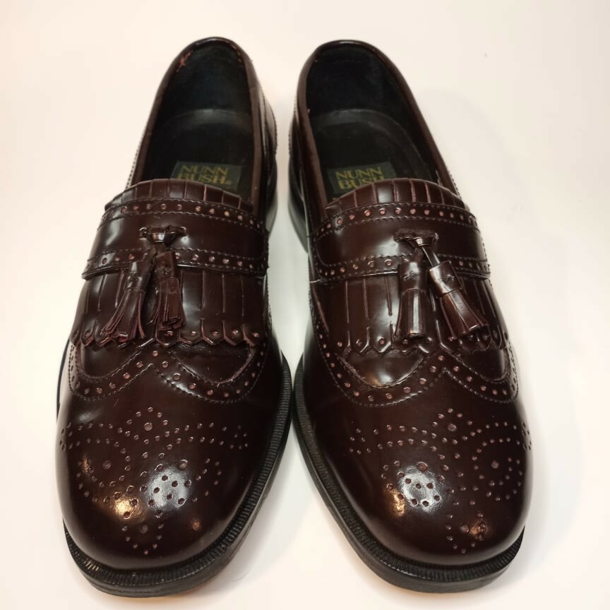 Nunn Bush Shoes Dress Flex Tassel Wing Tip Brown Leather  display picture 1