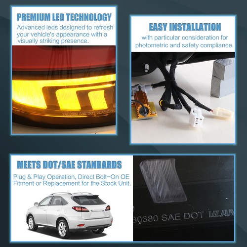 VLAND LED Tail Lights For 2010-2015 Lexus RX 350 F 450 H W/Sequential pair - Picture 3 of 12