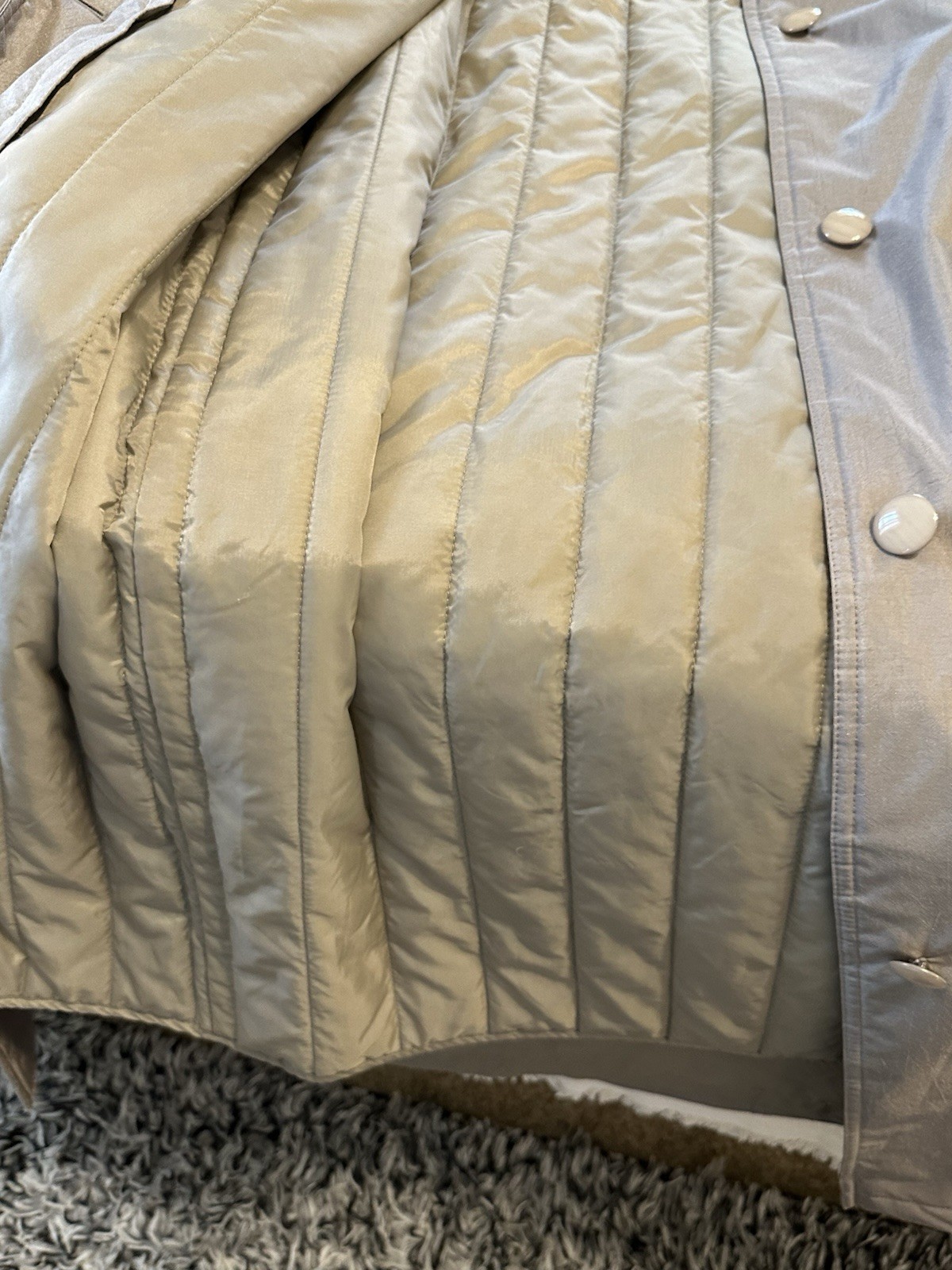 Vtg Trench Coat 90s Ms Cambridge Shiny Tan Long Retro Women’s Sz 10P Zip Out image 2