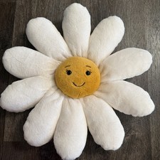 Retired Amusable Daisy Jellycat Plush Pillow white petals yellow smiling EUC