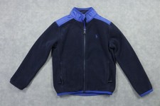 Polo Ralph Lauren Jacket Kids 7 Blue Fleece Full Zip Colorblock Mock Neck