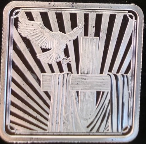 Easter Sunday Jesus Cross SD Bullion Mint USA Rare-0.999 Silver 1 Oz Square Bar