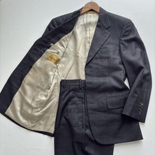 Paul Stuart Mens Dark Gray Plaid Wool Suit Set Japan 3 Button Business L 2PC