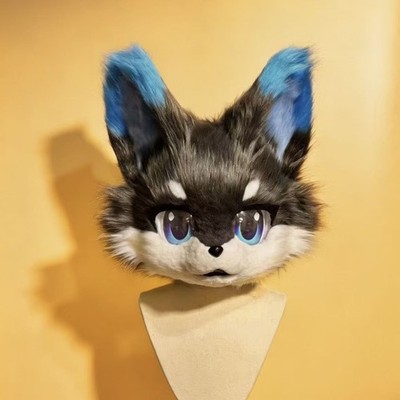 Fursuit Long haired Dog Fox Mascot Party Halloween Fur Cosplay(head)