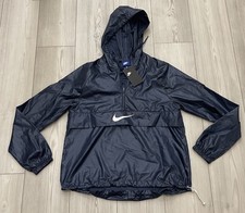 Nike Womens Sz Med Half Zip Packable Windbreaker Jacket 872051-451 Dark Blue