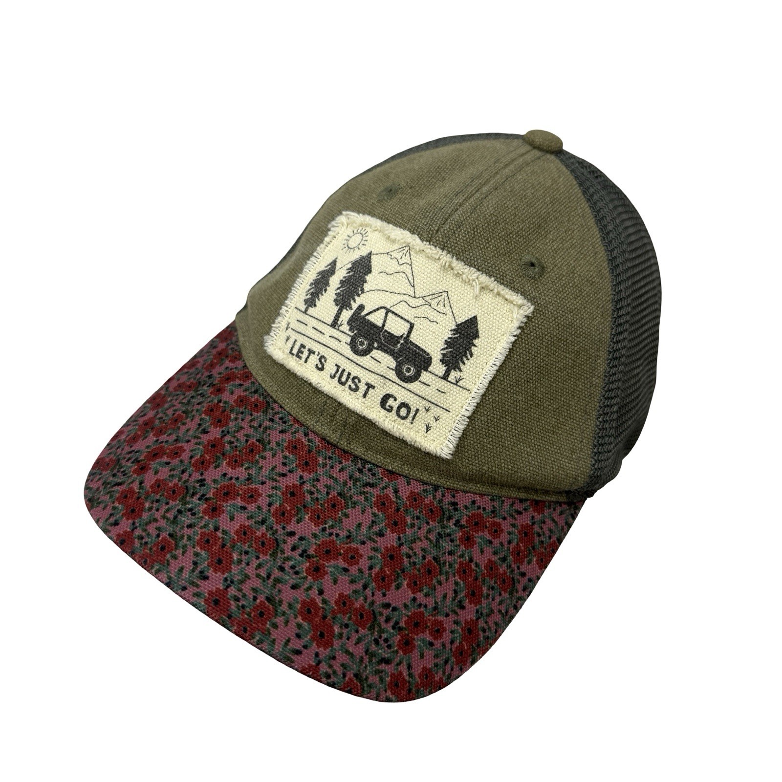 Cap Lets Just Go Outdoors Floral Snapback Mesh Back