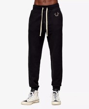 TRUE RELIGION Black Logo Sweatpants Joggers NEW MSRP 104 Medium