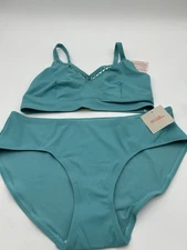 Ruby Ribbon Two Piece Swim Suit Turquoise Blue Size 8 Top Size Large Bottom