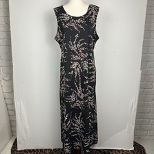 Vtg Midi Maxi Dress Sleeveless Dark Moody Floral Fairy Grunge Whimsigoth 90s XL