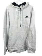 Sudadera con Capucha Adidas Para Hombre Gris Medio Pullover Sudadera Logo Canguro