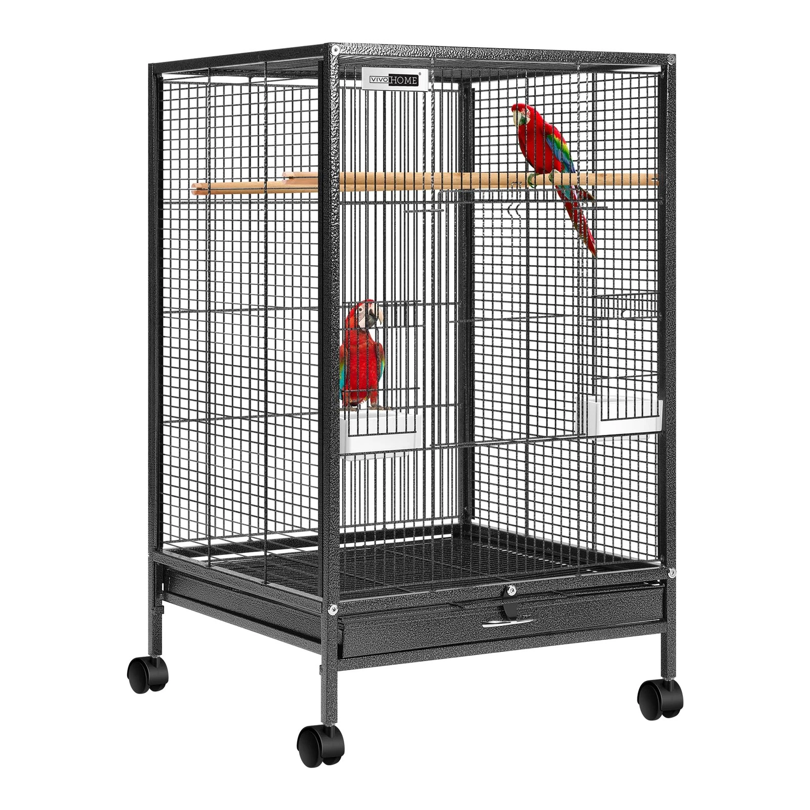 30 Inch Height Wrought Iron Bird Cage with Rolling Stand for Conures Lovebird...