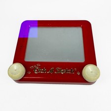 Vintage Travel Etch A Sketch 6x5 Red Ohio Art Toy