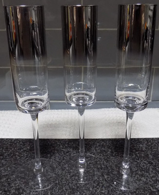 3 x Sektflöten Silver Fade Hombre Effekt
