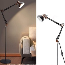Depuley Modern Grey-Black Copper Reading Floor Lamp, Adjustable LED Standing