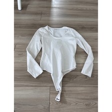 Abercrombie  Fitch Soft A F Collection White Long Sleeve Scoop Neck Bodysuit M
