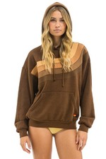 Aviator Nation WAVE STRIPE 4 PULLOVER HOODIE RELAXED - CHOCOLATE ESPRESSO - Smal