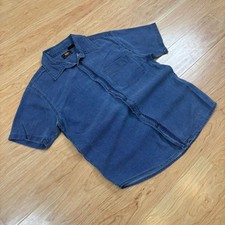 Route 66 Original Clothing Blue Short Sleeve Denim Button Up Shirt Men's Small