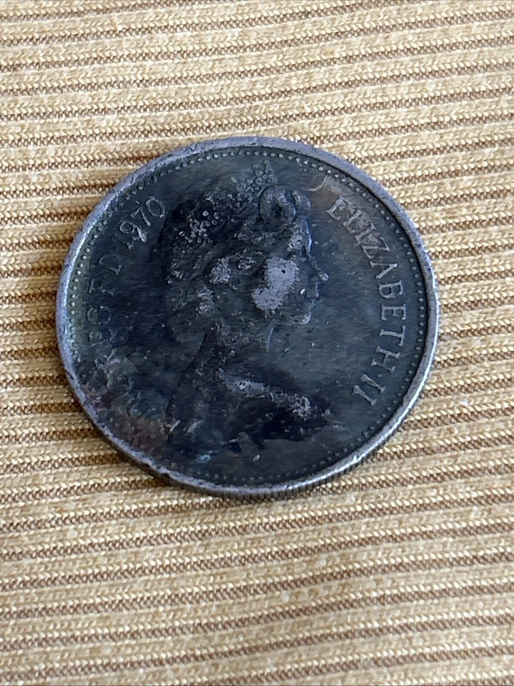 Moeda de giro artístico 1970 Grã-Bretanha Elizabeth II 5 novos pence KM# 911-look | - Imagem 2 de 4