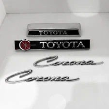 Toyota Corona Front, Rear, and Fender Side Metal Emblem Badges Set