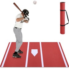 10 x 3.8 FT Baseball Batting Mat, Softball  Baseball Hitting Mat with Home P...