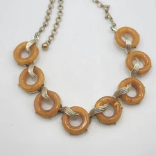 Vintage Bakelite Necklace Ring Silver Tone 15" READ